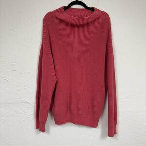 Ann Taylor Ribbed Knit Oversized Sweater Womens XL Mock Neck Slouchy Fall Preppy